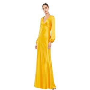 Mac Duggal NEW Size 8 Marigold Long Sleeve Empire Waist Charmeuse Gown 55693